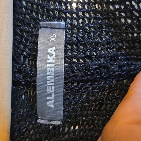 Alembika Oversize Sheer Mesh Open Knit Sweater Ivory Black Lagenlook Drapey NWOT - Picture 9 of 11